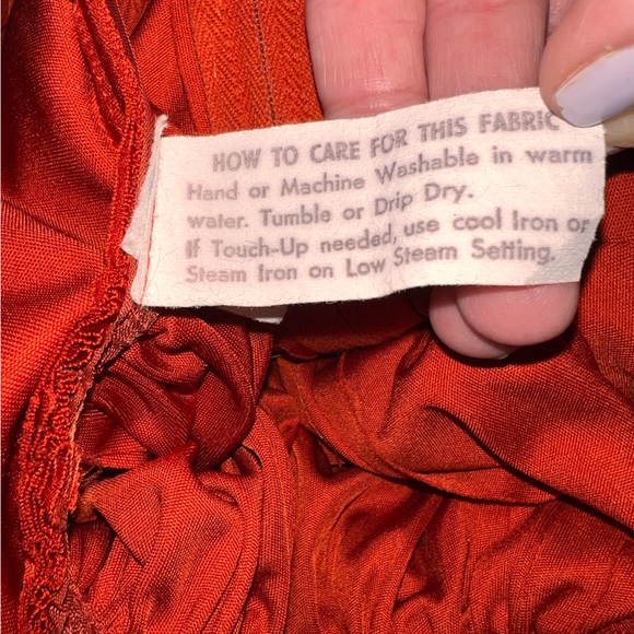 VTG 70s Donald Brooks Orange Crepe Grecian Jumpsuit Dramatic Wide Leg USA - Picture 10 of 13